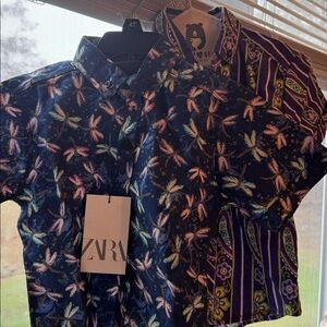 Zara Kid’s Set Unisex Multicolor Dragonfly and Paisley Print Shirts set of 2